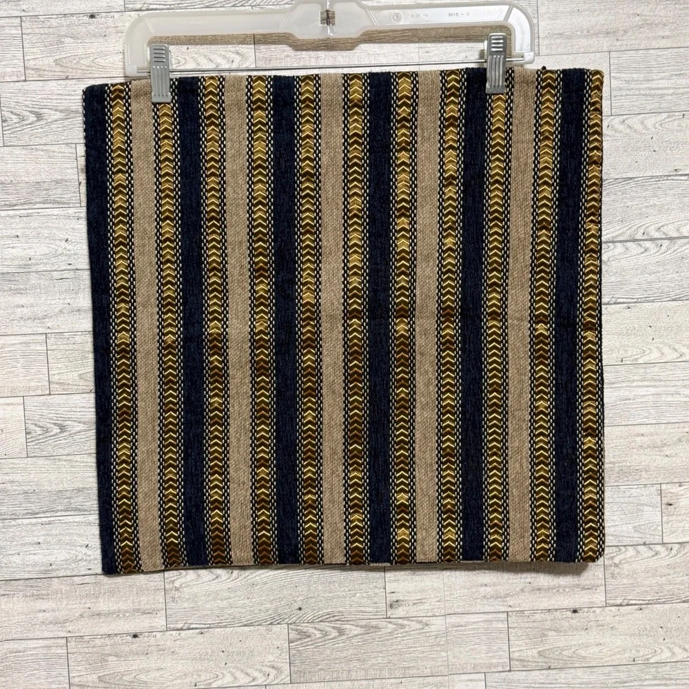 Set‎ of 3-AmHoo Striped Accent Pillow Cover Navy Gold Tan Textured Geometric